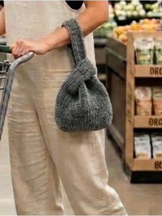 Handmade Handbags - Handmade Multicolor Crochet Knot Bag - Gray Plush NWOT